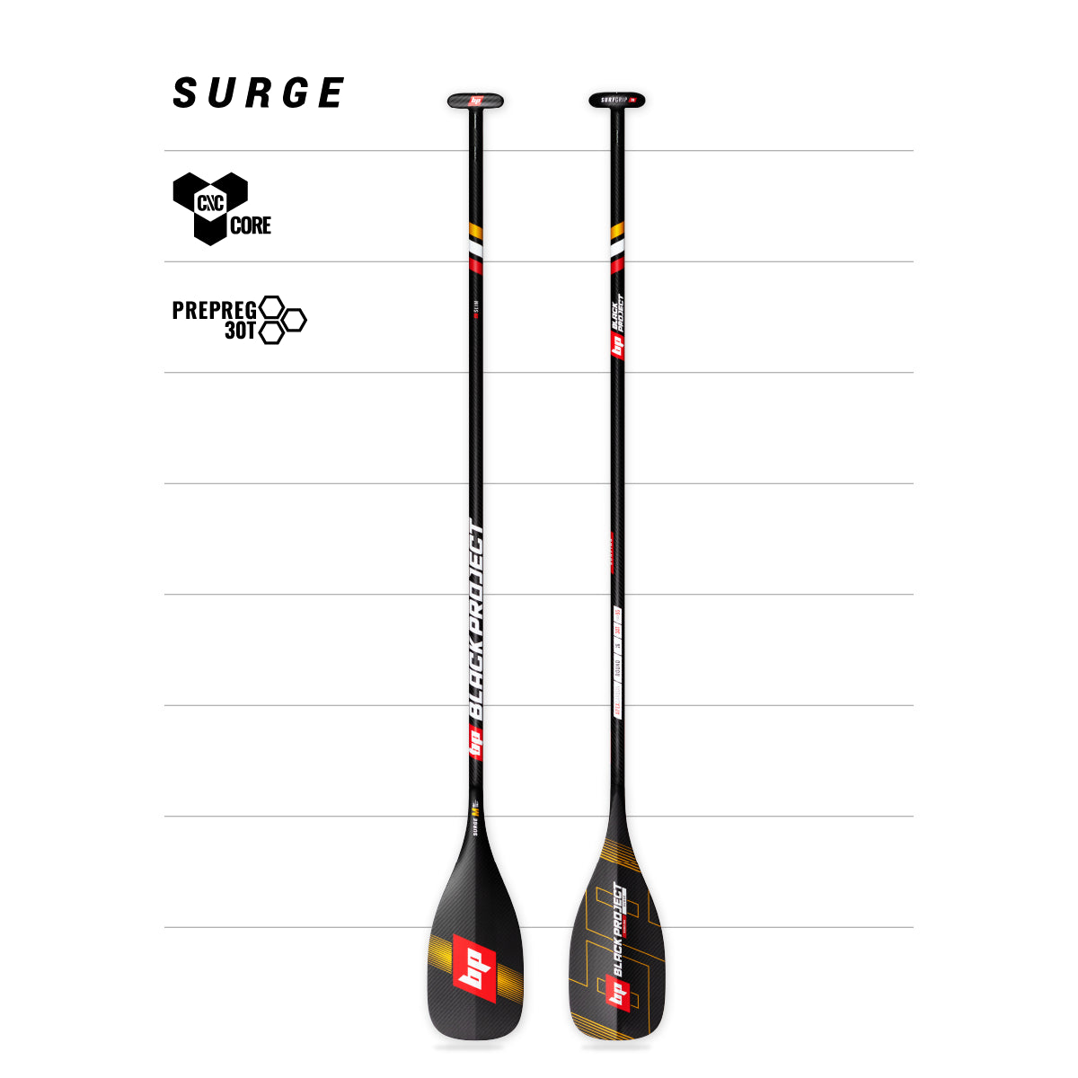 BLACK PROJECT Surge SUP Surf Paddle cut to 74"